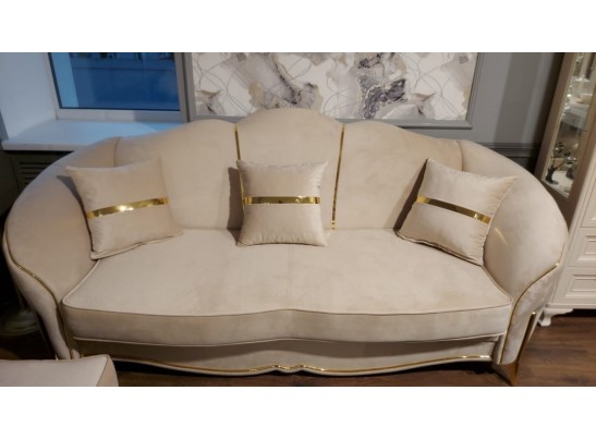 Комплект Лара, (диван + 2 кресла) бежевый золото