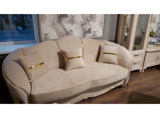 Комплект Лара, (диван + 2 кресла) бежевый золото