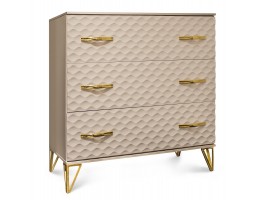 Комод LARA 3 ящика, бежевый глянец
