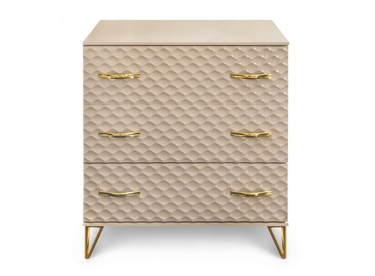 Комод LARA 3 ящика, бежевый глянец в Ростове-на-Дону