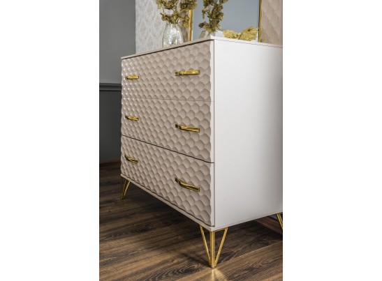 Комод LARA 3 ящика, бежевый глянец в Ростове-на-Дону
