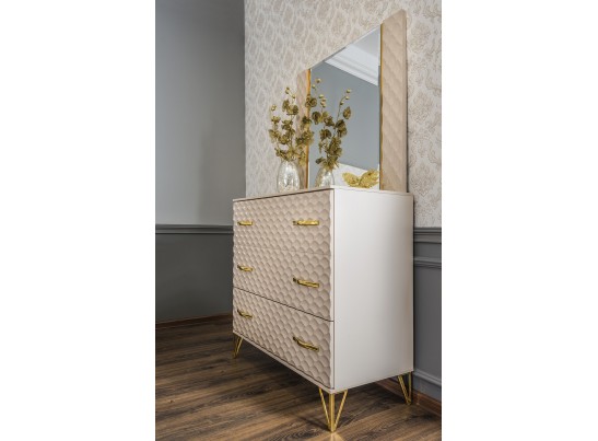 Комод LARA 3 ящика, бежевый глянец в Ростове-на-Дону