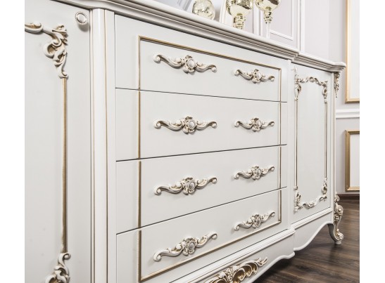 Комплект Комод+Зеркало Флоренция, белый глянец