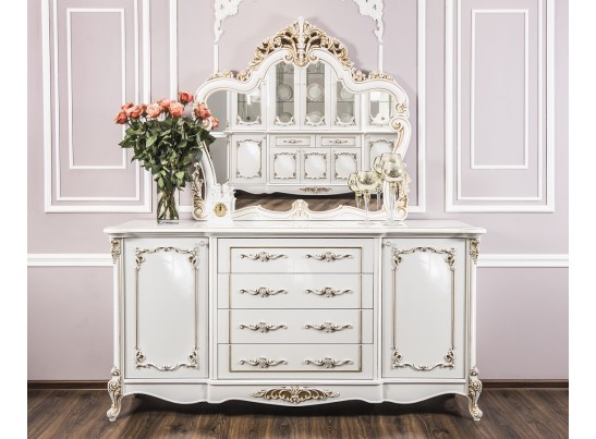 Комплект Комод+Зеркало Флоренция, белый глянец