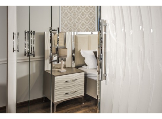 Спальня "Gravita" 5-и ств. шкаф с зеркалами, Белый глянец в Ростове-на-Дону