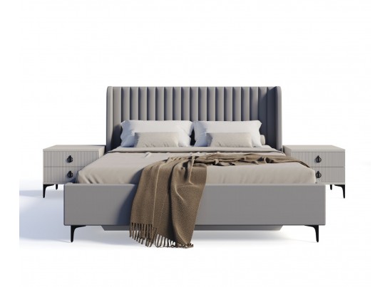 Кровать Стелла 160x200 см светло серый камень
