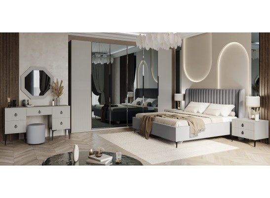 Спальня Стелла 6-ств 180 светло серый камень