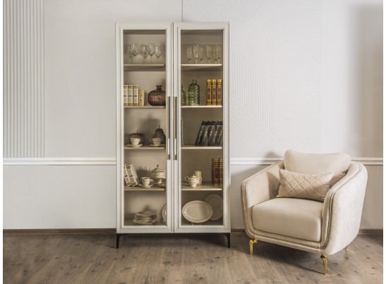 Витрина Стелла 2-ств светло серый камень