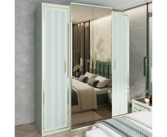  Шкаф Замира 4-створчатый с зеркалом оливковый