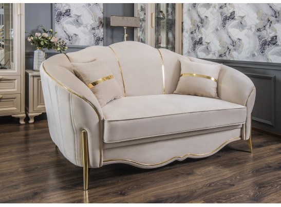 Диван Лара 2х местный, бежевый золото (без механизма)