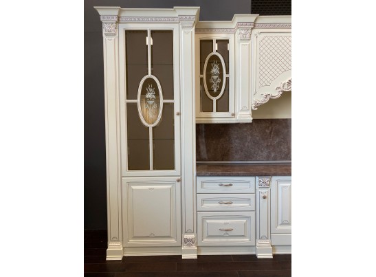 Кухня Афина 30 (3,9*2,6 м) крем/фиолетовая патина