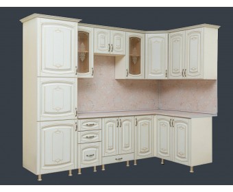 Кухня угловая Глория 34 (2,6*1,4 м) крем