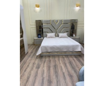 Спальня "Ницца Luxury" (6ти ств. кровать,ламели) мокко/крем