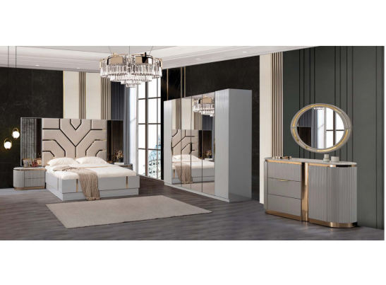 Спальня "Ницца Luxury" (6ти ств. кровать,ламели) мокко/крем в Ростове-на-Дону