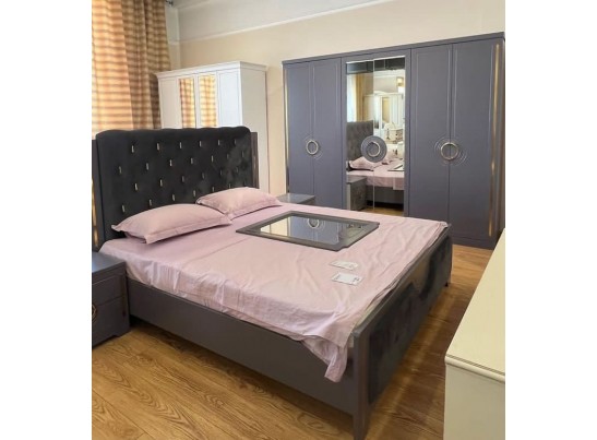 Спальня "Элит" (6х ств. кровать 1,8,дсп настил) крем/графит в Ростове-на-Дону