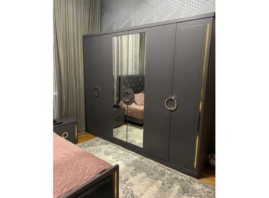 Спальня "Элит" (6х ств. кровать 1,8,дсп настил) крем/графит в Ростове-на-Дону