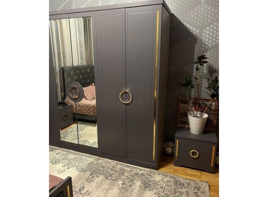 Спальня "Элит" (6х ств. кровать 1,8,дсп настил) крем/графит в Ростове-на-Дону