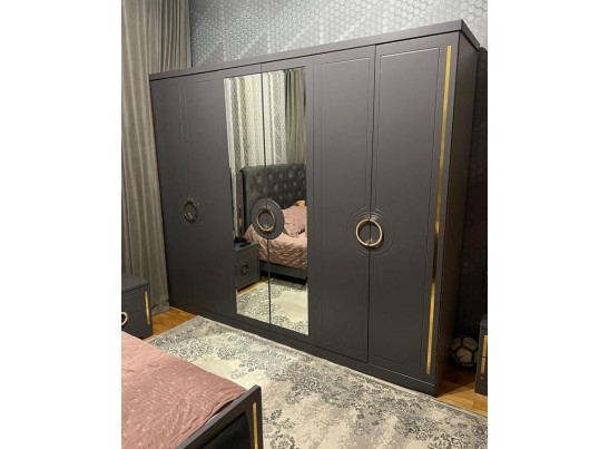 Спальня "Элит" (6х ств. кровать 1,8,дсп настил) крем/графит в Ростове-на-Дону