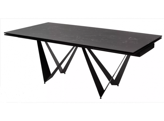 Стол RIETI 200 NERO KL-116 Черный мрамор матовый, итальянская керамика/ черный каркас, ®DISAUR в Ростове-на-Дону