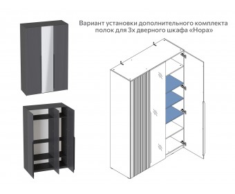 Комплект полок для 1 дв и 3 дв шкафа Нора