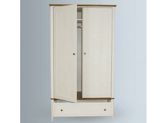 Шкаф комбинированный двухстворчатый 21 Пенни белый воск/антик 24