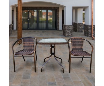 Комплект мебели Асоль-2B TLH-037BR2/060SR-60х60 Brown (2+1)