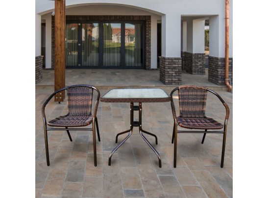 Комплект мебели Асоль-2B TLH-037BR2/060SR-60х60 Brown (2+1)