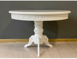 Стол круглый раскладной Верона с молдингом (белый)