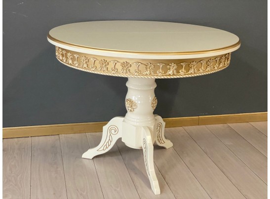 Стол круглый раскладной Верона с молдингом (слоновая кость, золото)