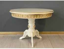 Стол круглый раскладной Верона с молдингом (слоновая кость, золото)