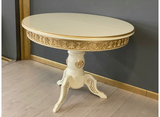 Стол круглый раскладной Верона с молдингом (слоновая кость, золото)