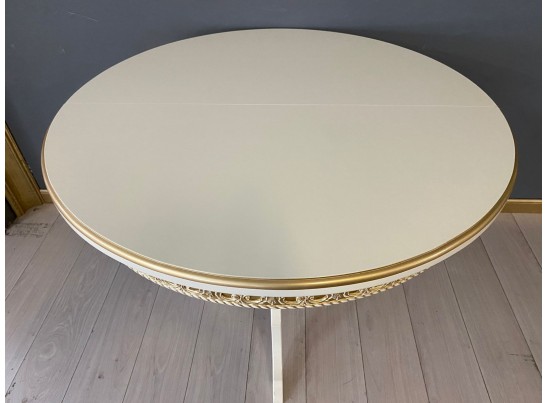 Стол круглый раскладной Верона с молдингом (слоновая кость, золото)