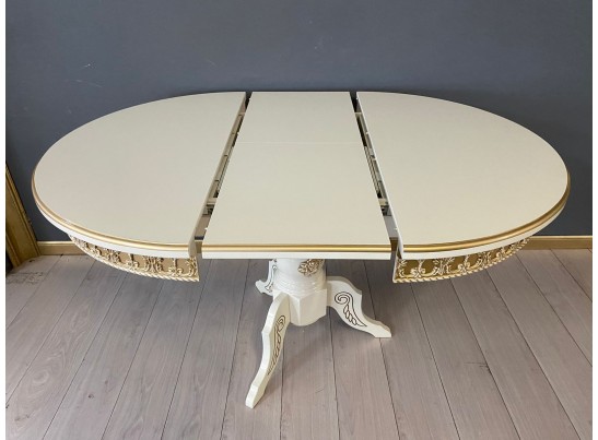 Стол круглый раскладной Верона с молдингом (слоновая кость, золото)