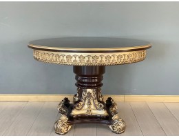 Стол круглый раскладной Изабелла 110(140) (темный орех, патина золото) Стол круглый раскладной Изабелла 110(140) (темный орех, патина золото)