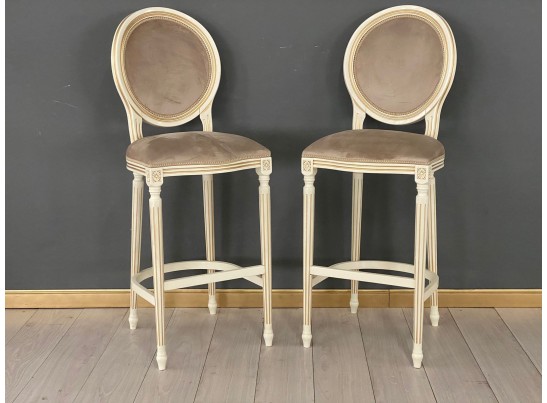 Стул барный Медальон (слоновая кость, патина золото)