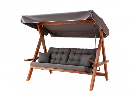 Деревянные качели Lyon с серыми подушками в Ростове-на-Дону