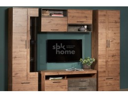 Гостиная Денвер (2500*450*2020) возможный вариант комплектации, дуб