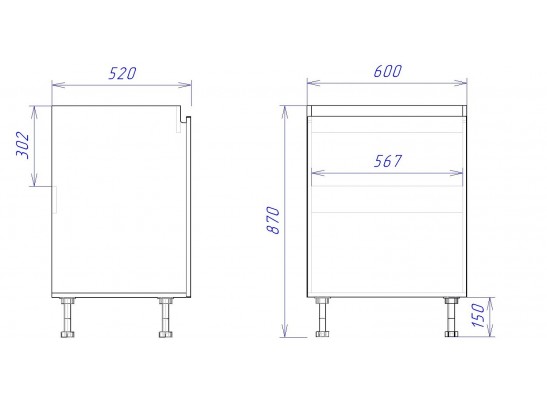 Стол под мойку "Женева" 60 серый