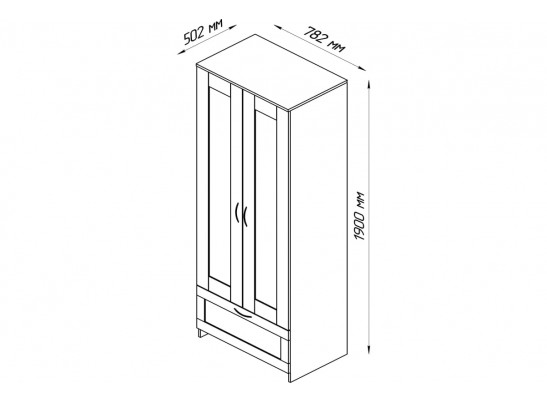 Шкаф 2 двери и 1 ящик СИРИУС 2 2.02.01.020.1 в Ростове-на-Дону
