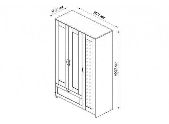 Шкаф 3 двери и 1 ящик СИРИУС 3 2.02.01.030.1 в Ростове-на-Дону
