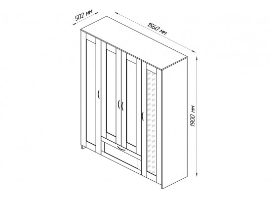 Шкаф 4 двери и 1 ящик с зеркалами СИРИУС 4 2.02.01.041.1 в Ростове-на-Дону