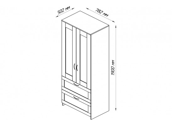Шкаф 2 двери и 2 ящика СИРИУС 2 2.02.01.070.1 в Ростове-на-Дону