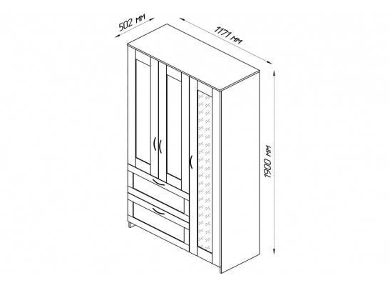 Шкаф 3 двери и 2 ящика СИРИУС 3 2.02.01.080.1 в Ростове-на-Дону