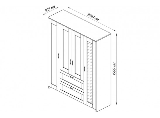 Шкаф 4 двери и 2 ящика с зеркалами СИРИУС 4 2.02.01.091.1 в Ростове-на-Дону