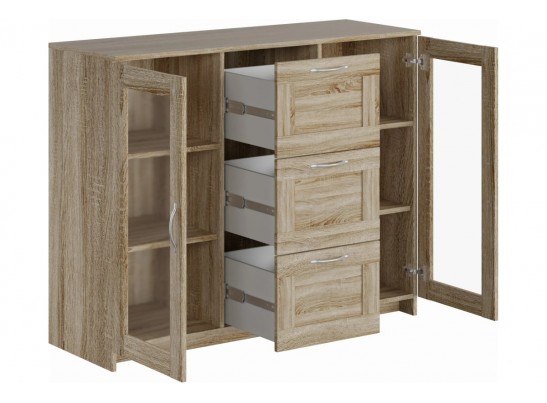 Тумба/комод СИРИУС 2 двери со стеклом и 3 ящика 2.02.03.380.1 в Ростове-на-Дону