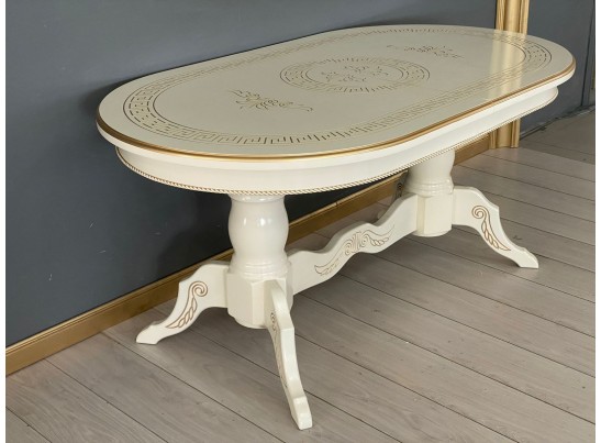 Стол овальный раскладной Милан (слоновая кость, золотая патина)