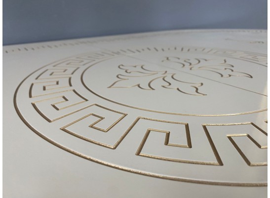 Стол овальный раскладной Милан (слоновая кость, золотая патина)