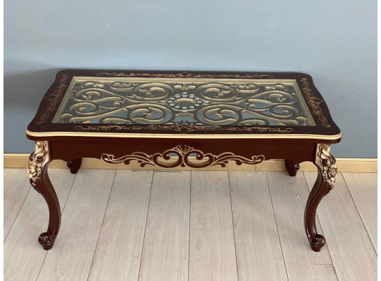 Стол журнальный прямоугольный Жасмин (темный орех, золото)