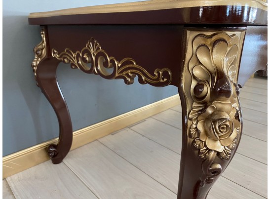 Стол журнальный прямоугольный Жасмин (темный орех, золото)