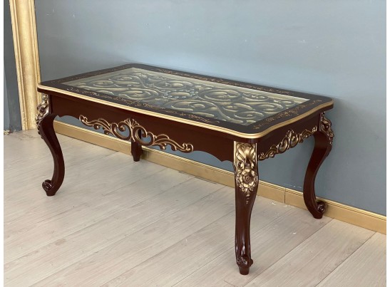 Стол журнальный прямоугольный Жасмин (темный орех, золото)